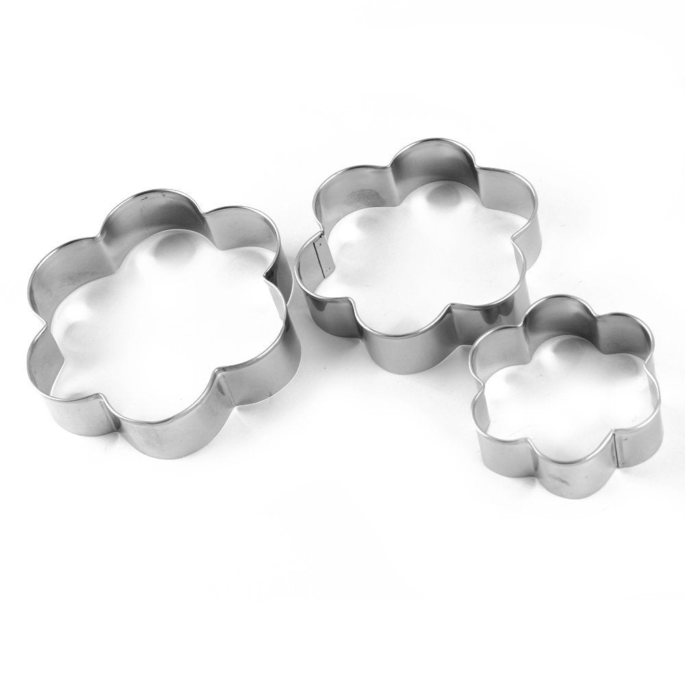 Stainless Steel Cookie Cutter with 4 Shape 3 Sizes Heart Round Star and Flower, 12 Pieces