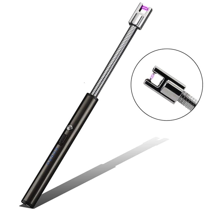 USB Electric Lighter Rechargeable with LED Indicator, 360° Lighter, Long Flameless Lighter
