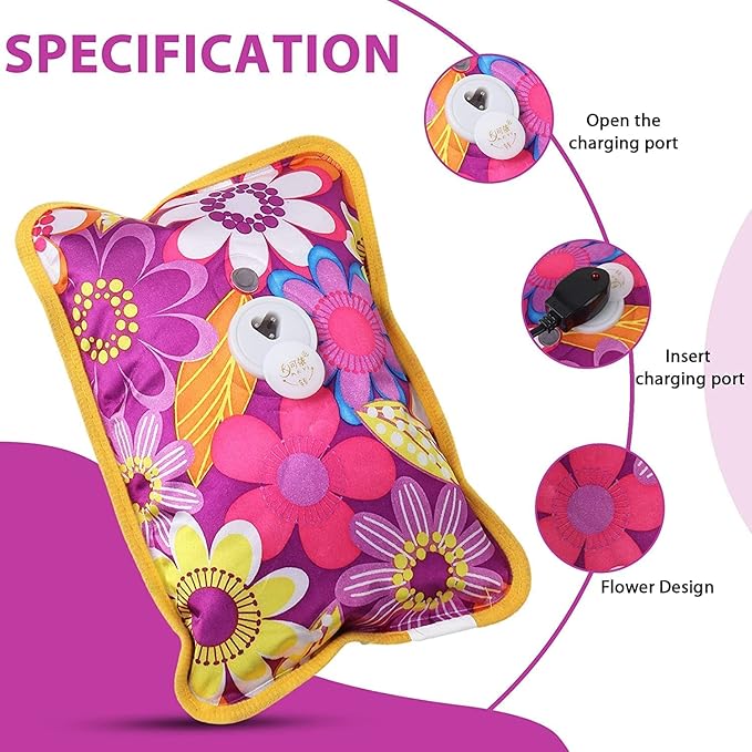 Electric Hot Water Bag Heating Pad for Back Pain Period Cramps Hot Bags for Pain Relief Hot Pack Bag Electric Water Bottle Hot Gel Bag (Multicolor)