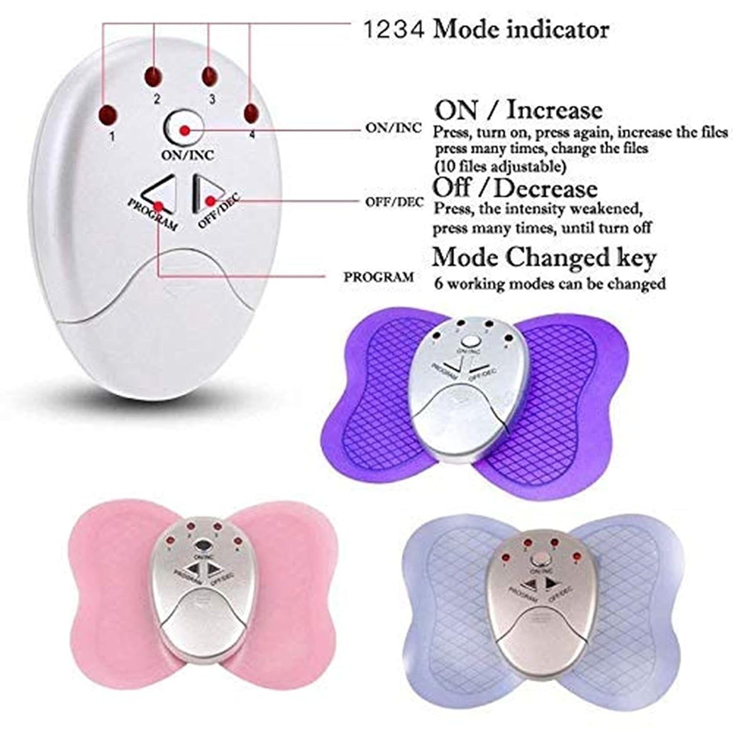 Muscle Massager Butterfly Design Body Electronic ABS Belly Arm Trainer Stimulator Therapy Massage Slimming Losing Weight 4 Led Lights Display,for Blood Circulation, Battery Powered