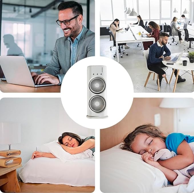 Double Ended Spray Fan, Desk Fan with Mist Spray, Travel Cooler Fan, Water Misting Fan, USB Rechargeable Mini Desktop Table Cooling Fan