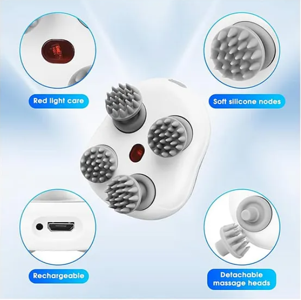 Electric Head, Scalp Massager | Advance Red Light Therapy for Boost Hair Growth, Hair Fall Control, Scalp Therapy | 3 Speed Mode Scalp Massager - (Pack of 1 - Color May Vary)