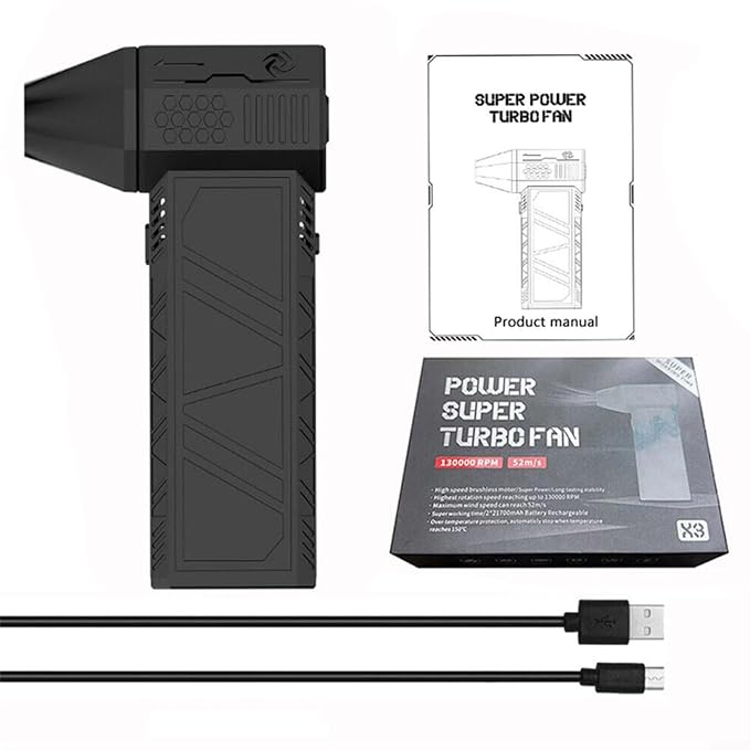 Powerful Mini Turbo Fan,Brushless Motor Mini Turbo Jet Fan 130000RPM,Portable X3 Turbo Fan Blower, Turbo High-speed Motor Fan,Rechargeable