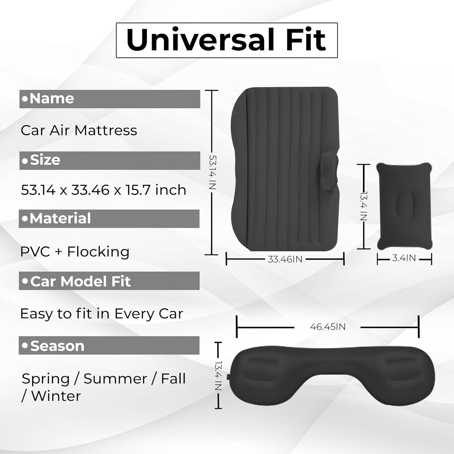 Car Inflatable Bed with Pump & 2 Air Pillow|Quick Inflatable Back Seat Bed|Car Inflatable Mattress|Car Bed Mattress|Car Bed For Kids,Travel,Trip,Camping,Picnic,Pool & Beach|Universal Fit|