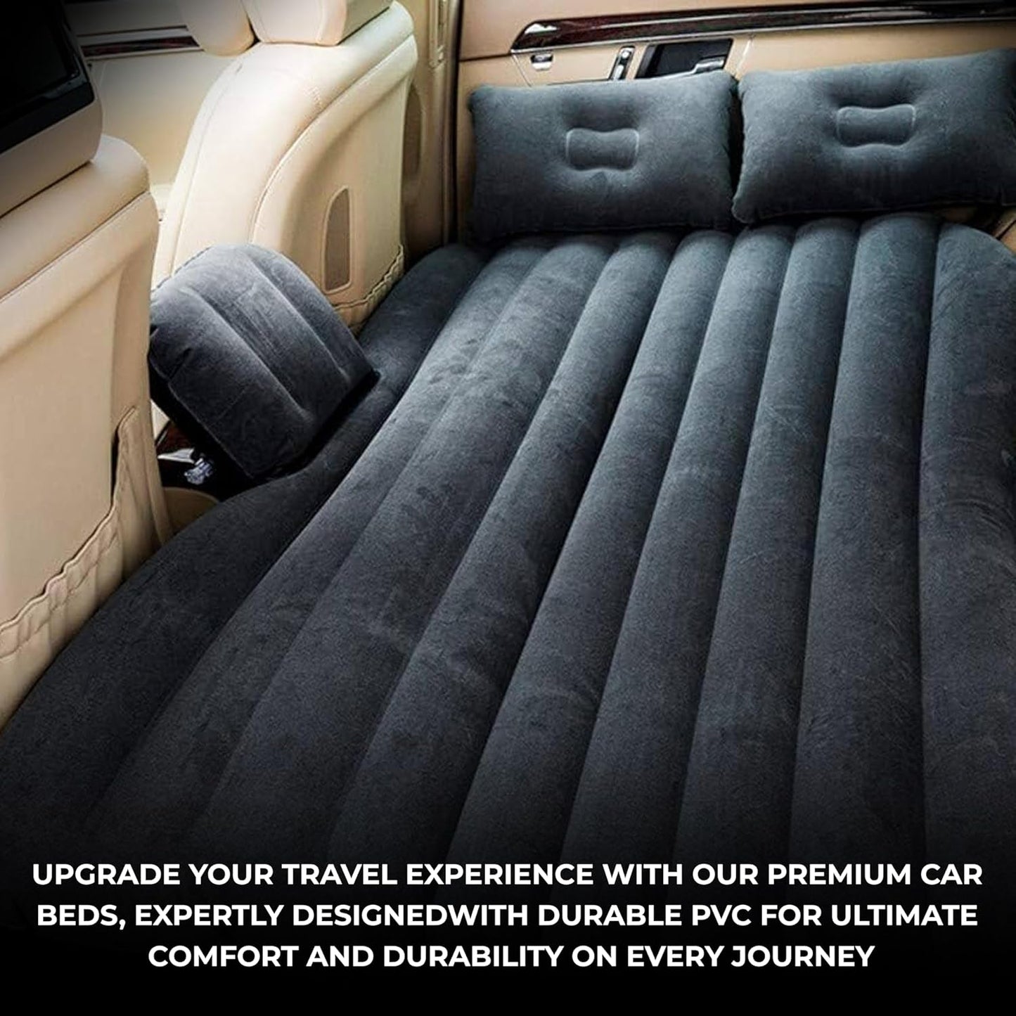 Car Inflatable Bed with Pump & 2 Air Pillow|Quick Inflatable Back Seat Bed|Car Inflatable Mattress|Car Bed Mattress|Car Bed For Kids,Travel,Trip,Camping,Picnic,Pool & Beach|Universal Fit|