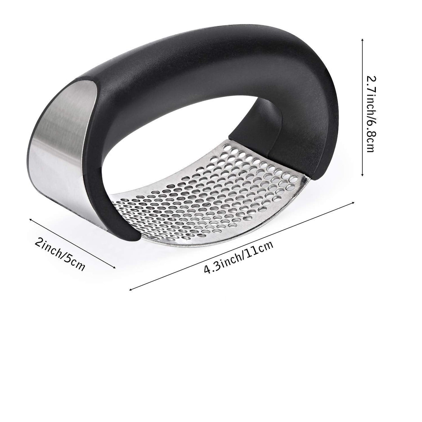 Stainless Steel Kitchen Garlic Crusher and Plastic Portable Ginger Mincer Squeezer Press Rocker Kitchen Chopper with Handle./Stainless Steel Garlic Press Chopper Crusher