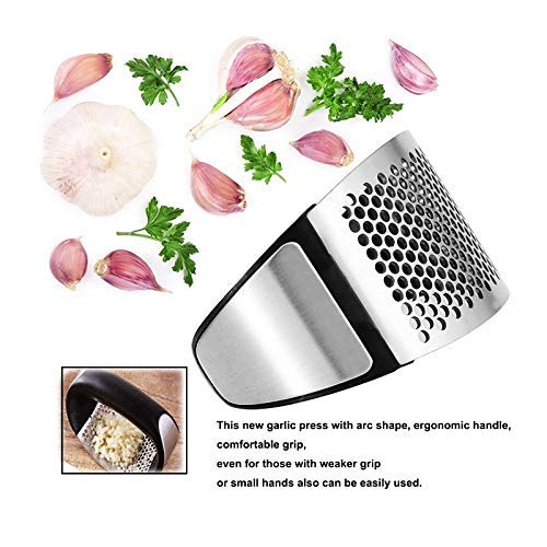 Stainless Steel Kitchen Garlic Crusher and Plastic Portable Ginger Mincer Squeezer Press Rocker Kitchen Chopper with Handle./Stainless Steel Garlic Press Chopper Crusher