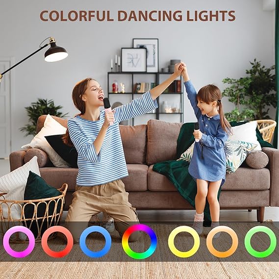 2 Mike Bluetooth Speaker with Karaoke Mic System for Home Singing Magic Ai Voice Changer Portable Mini Wireless Speaker with Mike