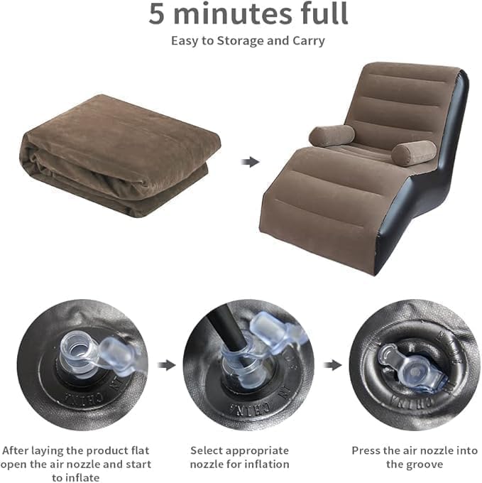 Inflatable Air Sofa Chair - Portable Single Seater Recliner Sofa Bed Set with Pump, Comfortable Air Chair, Inflatable Lounge Chair for Home, Outdoors & Travel