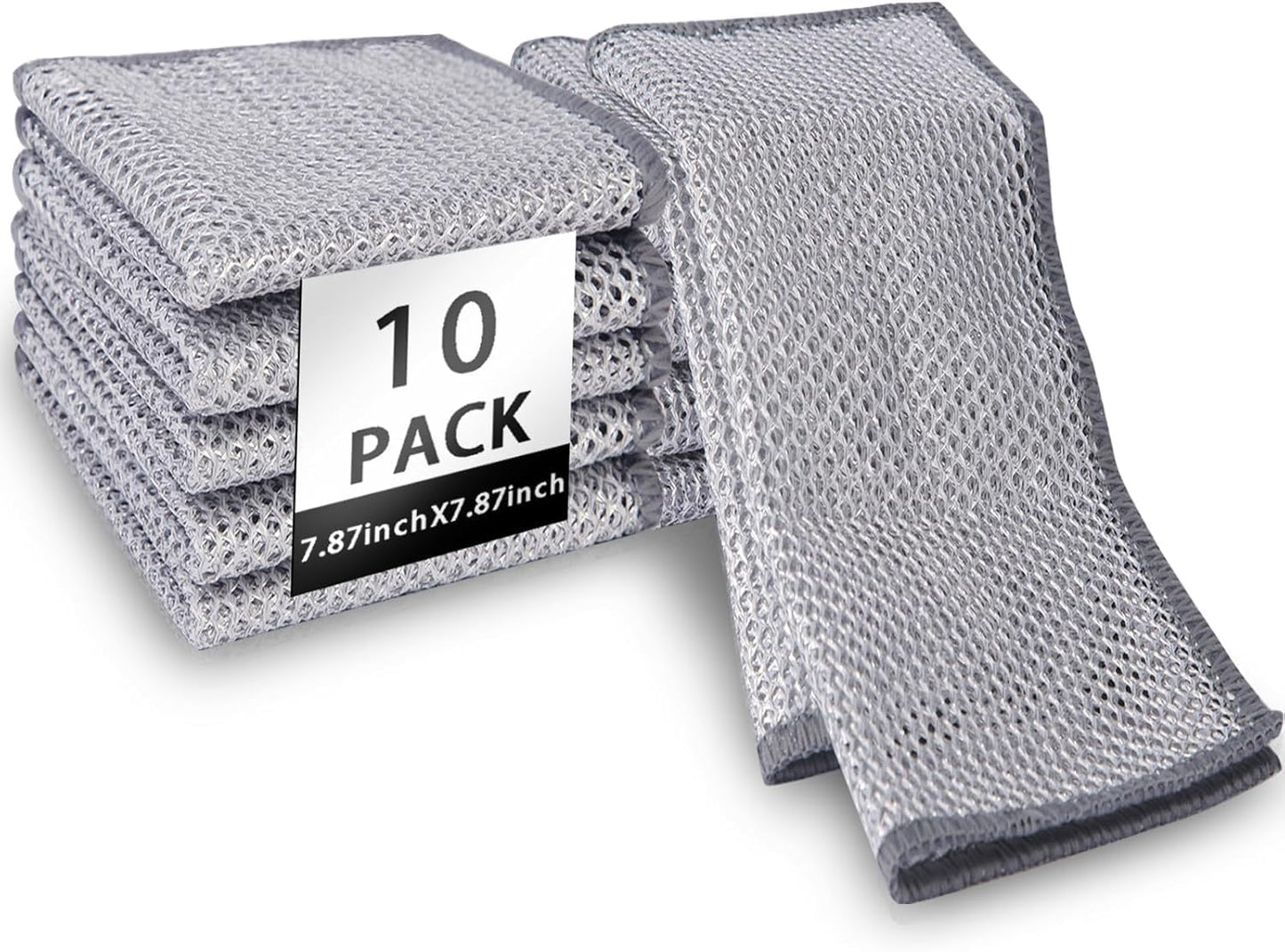 Non Scratch Wire Dish Cloth (Pack of 10), Steel Scrubber for Utensils Cleaning, Multipurpose Wet and Dry Cleaning, Stainless-Steel Dish Wash Scrubber for Washing Dishes, Sinks, Counters
