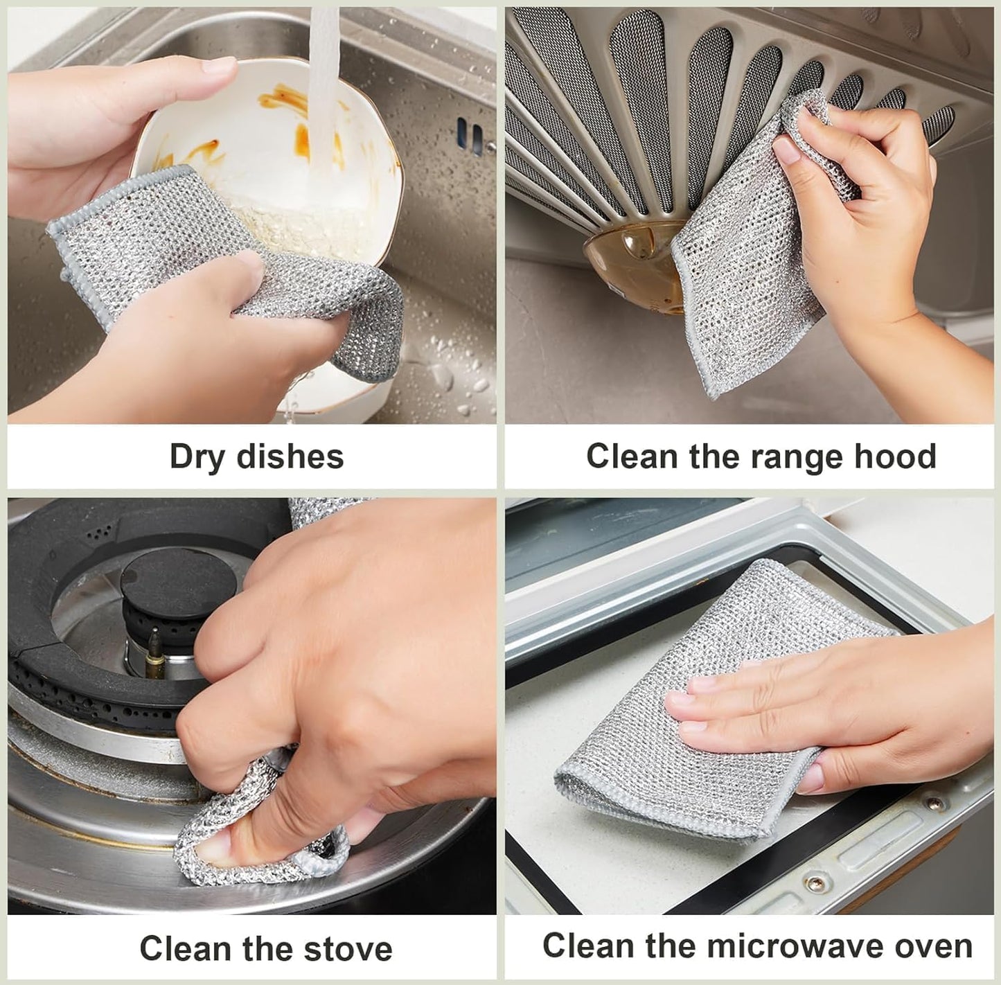 Non Scratch Wire Dish Cloth (Pack of 10), Steel Scrubber for Utensils Cleaning, Multipurpose Wet and Dry Cleaning, Stainless-Steel Dish Wash Scrubber for Washing Dishes, Sinks, Counters