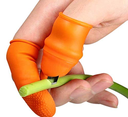 Silicone Thumb Knife with Stainless Steel Blade Fruit Vegetable Picking Thumb Knife Set | Portable Knife Garden Tools - Orange, 1 Pair