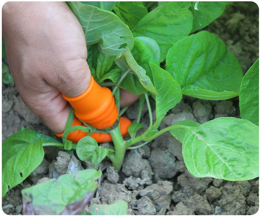 Silicone Thumb Knife with Stainless Steel Blade Fruit Vegetable Picking Thumb Knife Set | Portable Knife Garden Tools - Orange, 1 Pair