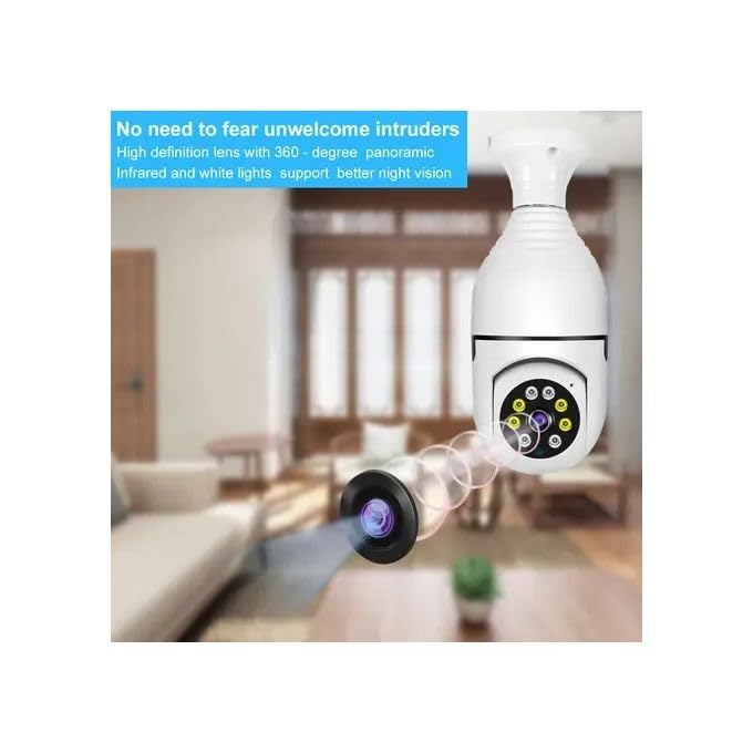 Wi-Fi CCTV Camera V380 Pro | Indoor 360° Smart Home Security Camera Light Vision 24x7 Continuous Recording with Motion Sensor LED Lights