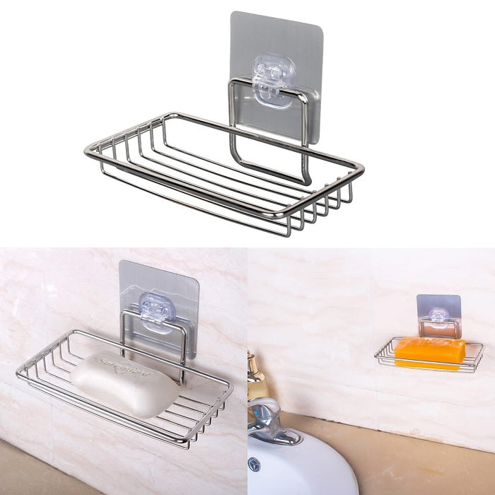 Magic Sticker Stainless Steel Soap Holder (Pack of 2)