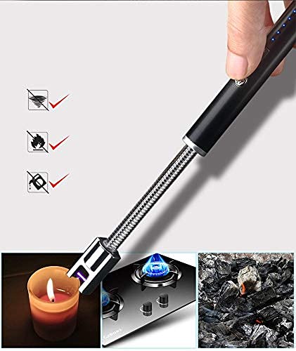 USB Electric Lighter Rechargeable with LED Indicator, 360° Lighter, Long Flameless Lighter