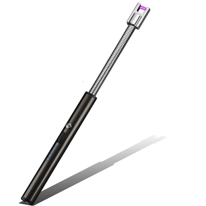 USB Electric Lighter Rechargeable with LED Indicator, 360° Lighter, Long Flameless Lighter