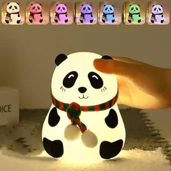 Rechargeable Silicone Panda Night Light for Kids/7-Color LED Changing Panda Lamp/Adorable Room Decor