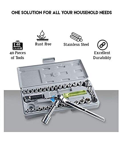 40pcs combination socket wrench set/ 40 in 1 Pcs Wrench Tool Screwdriver and Socket Kit Set
