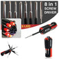8in1 Screwdriver Set with 6 LED Lights, Portable Multifunctional 8-in-1 Screw Driver Tool Set Kit with Torch and Magnetic Heads for Mobile, Laptop Repairing & Household Work