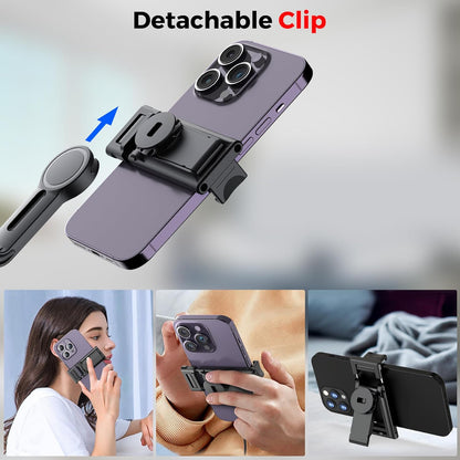 Auto Face Tracking Tripod,360° Rotation Mobile Holder for Smart Video&Photo Shooting with Remote,No App Needed,Gimbal Stabilizer with Gesture Control for Vlog,Streaming & Video Recording,Black