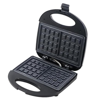 Lifelong Waffle Maker Machine for Home/750W Mini Waffle Cone Maker with Non Stick Coating and Cool Touch Handle/2 Belgian Waffles in Minutes(Black - LL105W)
