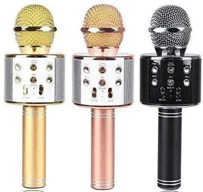 Advance Handheld Wireless Singing Mike Multi-Function Bluetooth Karaoke Mic with Microphone Speaker