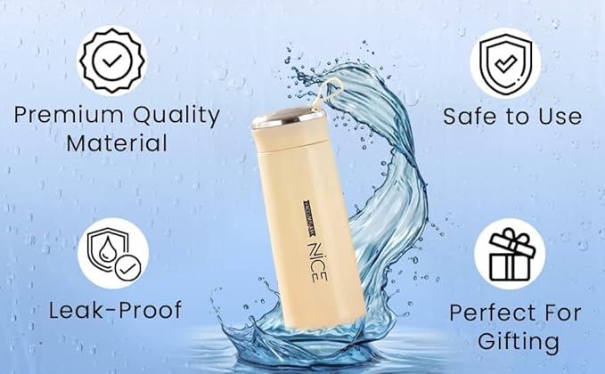 Pack of 2 Nice Water Bottle/Glass Water Bottle for Hot and Cold Drinks/Leak Proof & Durable/Glass Inner Liner with Silicone Plastic Shell Bottles