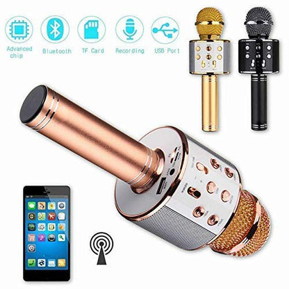 Advance Handheld Wireless Singing Mike Multi-Function Bluetooth Karaoke Mic with Microphone Speaker