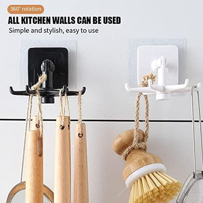 Wall Mounting 360 Degree Kitchen Rotating Hook with Sticker
