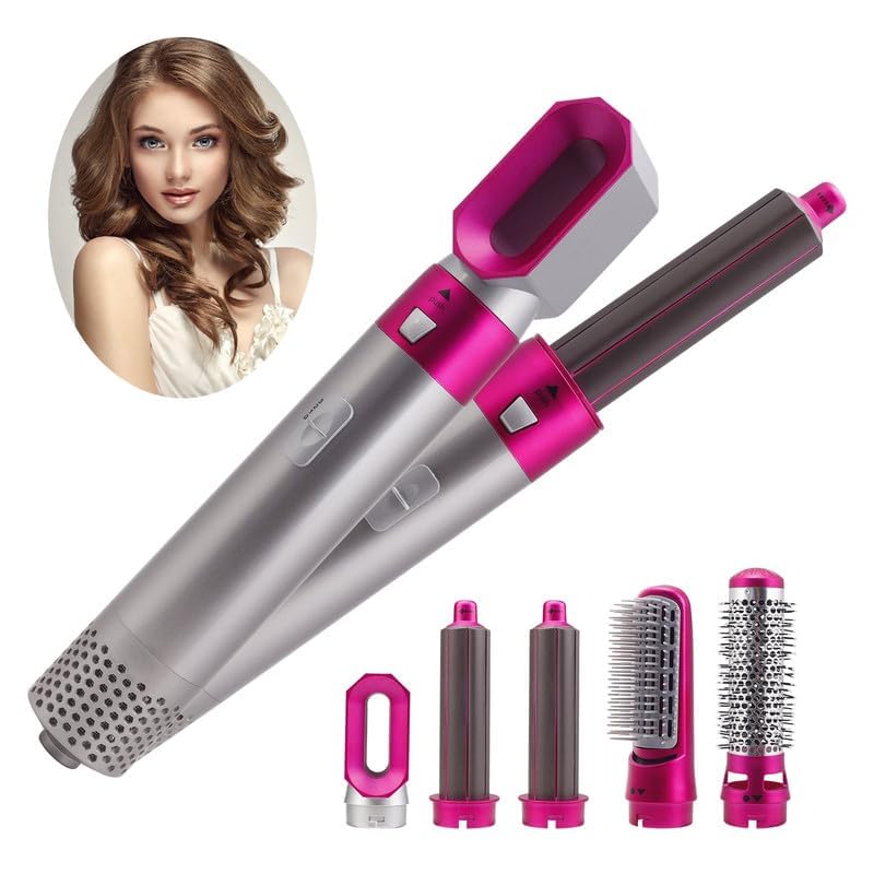5 In 1 Hair Styler For Women, Multifunctional Styling Tool With 5 Attachments, 1000 Watt, 3 Heat Settings,Curly Hair, Straightening, Curling, Drying, Combing 1 Set