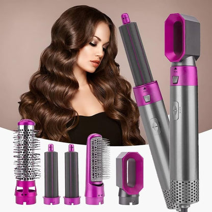 5 In 1 Hair Styler For Women, Multifunctional Styling Tool With 5 Attachments, 1000 Watt, 3 Heat Settings,Curly Hair, Straightening, Curling, Drying, Combing 1 Set