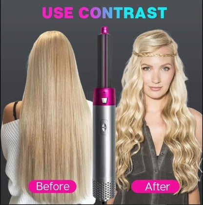 5 In 1 Hair Styler For Women, Multifunctional Styling Tool With 5 Attachments, 1000 Watt, 3 Heat Settings,Curly Hair, Straightening, Curling, Drying, Combing 1 Set