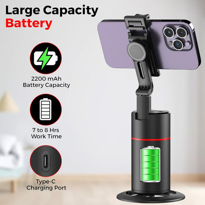 Auto Face Tracking Tripod,360° Rotation Mobile Holder for Smart Video&Photo Shooting with Remote,No App Needed,Gimbal Stabilizer with Gesture Control for Vlog,Streaming & Video Recording,Black