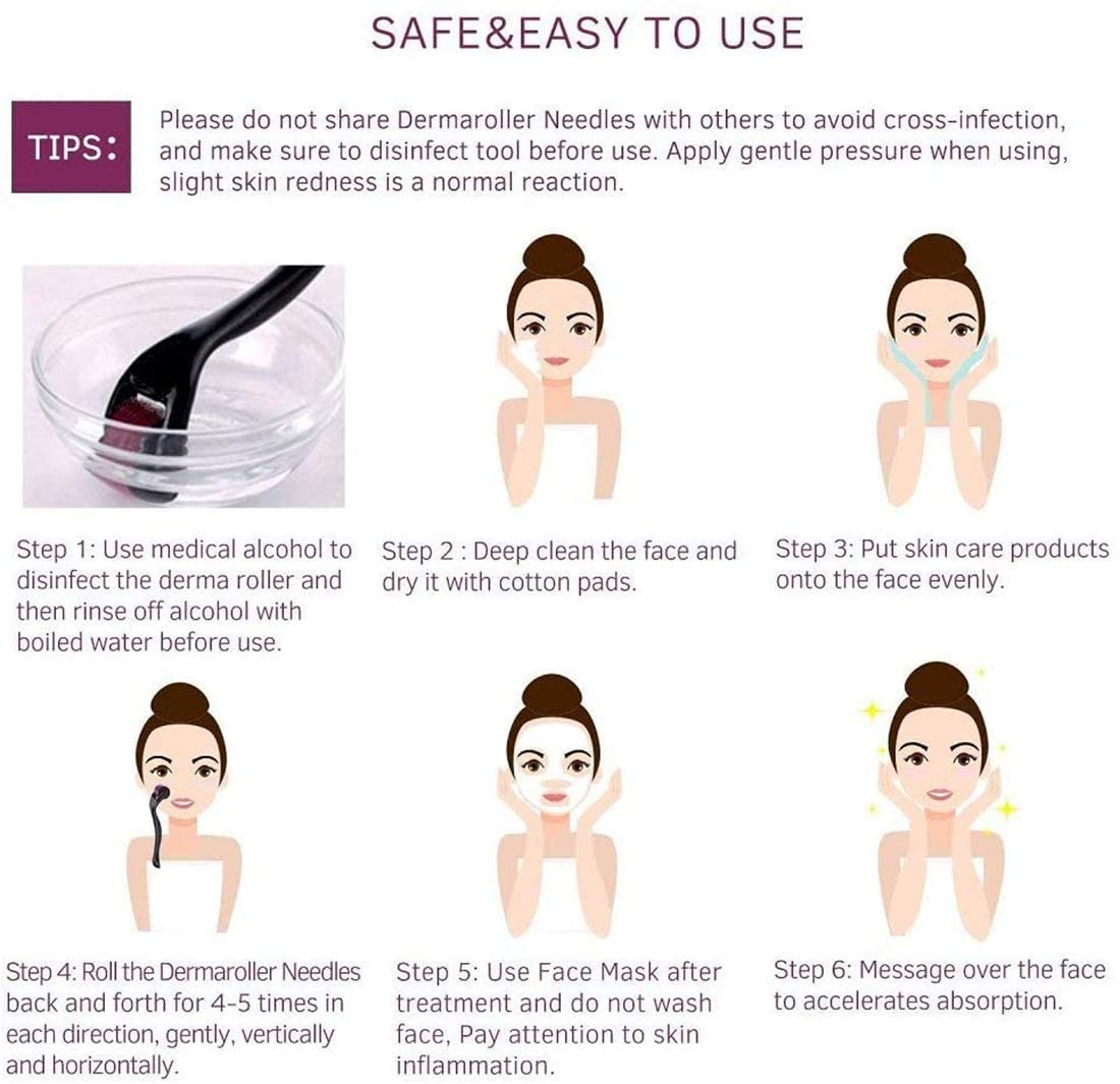 Derma Roller with Titanium Alloy Micro Needles 0.5mm, Safe & Effective Reduces Hair Fall Suitable for Beard Also | Stimulates Hair Follicles | Easy to Use (Pack of 1)