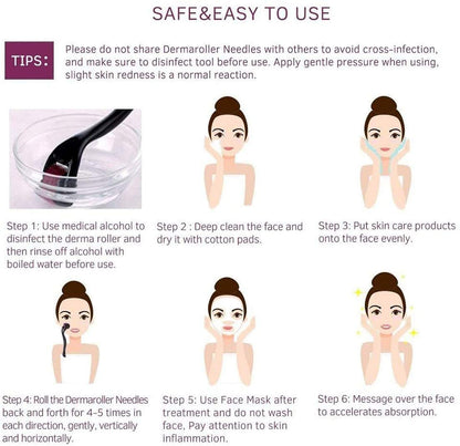 Derma Roller with Titanium Alloy Micro Needles 0.5mm, Safe & Effective Reduces Hair Fall Suitable for Beard Also | Stimulates Hair Follicles | Easy to Use (Pack of 1)