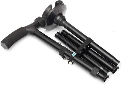 Trusty Cane Adjustable Walking Stick with LED Light for Old Men, Women (Black)