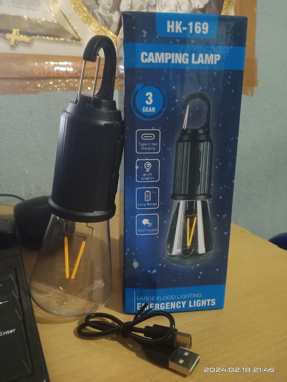 HK-169 Camping Lamps Long Range Emergency Lights Portable Top with Hook Camping Bulb Light