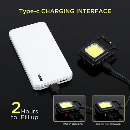 Mutipurpose Keychain Emergency Light - Key chain Led Light | USB Torch Light Rechargeable | Portable Key Chain Emergency Light for Camping Car Repairing, Bottle Opener | Magnetic Pocket Light