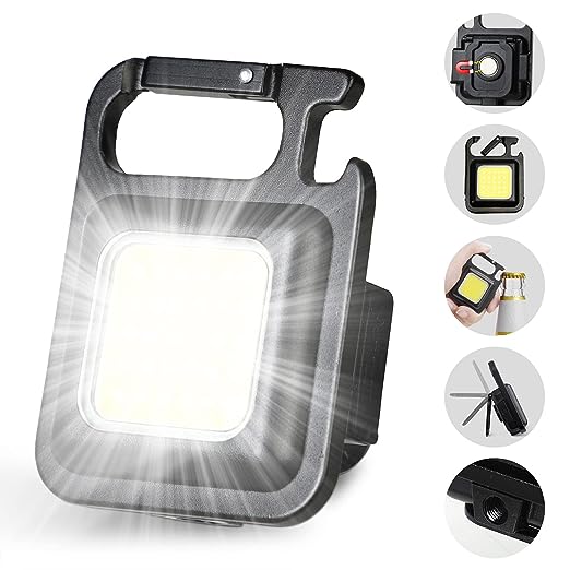 Mutipurpose Keychain Emergency Light - Key chain Led Light | USB Torch Light Rechargeable | Portable Key Chain Emergency Light for Camping Car Repairing, Bottle Opener | Magnetic Pocket Light