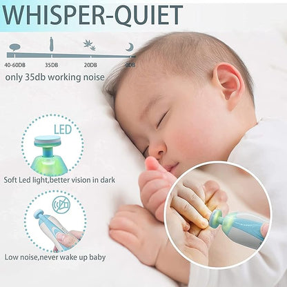 Electric Nail Drill & Trimmer - Safe Baby & Adult Nail Care, Light & 6 Grinding Pads, Polish & Shape Tools for Newborns to Adults