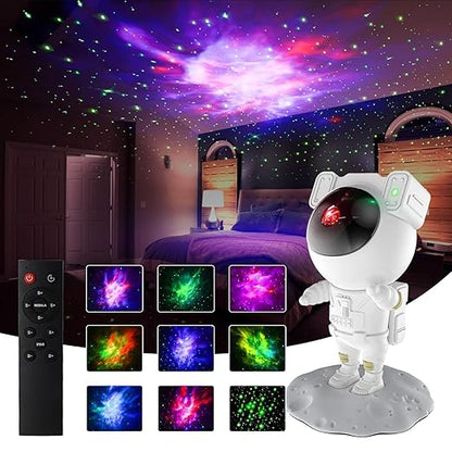 Astronaut Galaxy Projector Night Light  with Remote Control Timer 360° Adjustable Kids Astronaut Led Lamp for Baby Adults Bedroom, Gaming Room, Home Party, Plastic, Multicolour