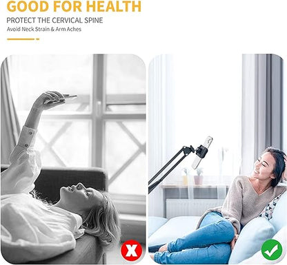 Universal Cell Phone Stand Holder Mount Flexible 360° Rotation Metal Long Lazy Arm Bracket for 3.5-6.5 inch Phones Mobile Stand