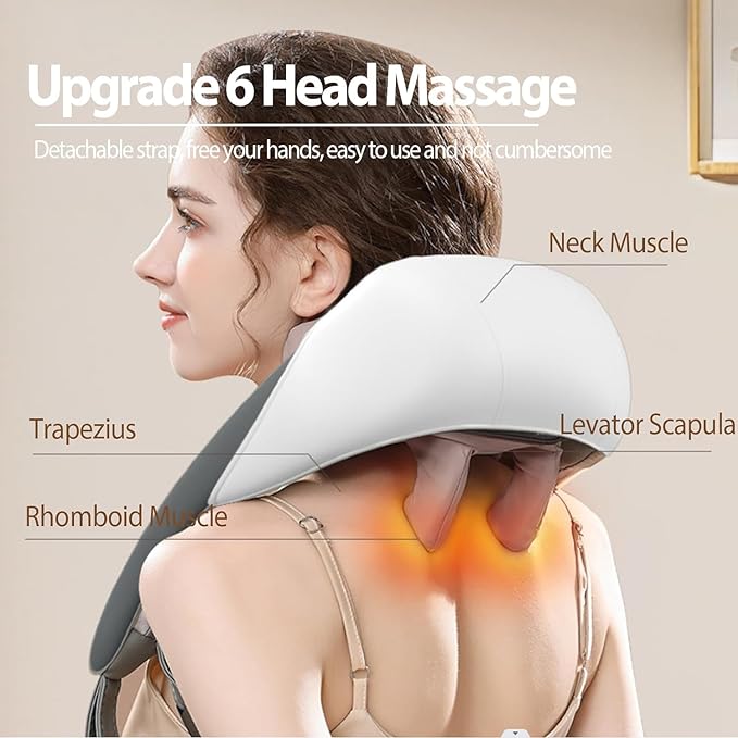 Massagers For Neck&Shoulder With Heat, Neck Massager, Shiatsu Neck&Back Massager With Heat Electric Shoulder Massagers, Deep 5D Kneading Simulated Manual Massage