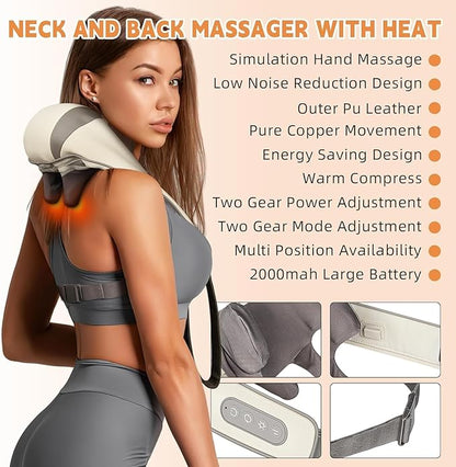 Massagers For Neck&Shoulder With Heat, Neck Massager, Shiatsu Neck&Back Massager With Heat Electric Shoulder Massagers, Deep 5D Kneading Simulated Manual Massage