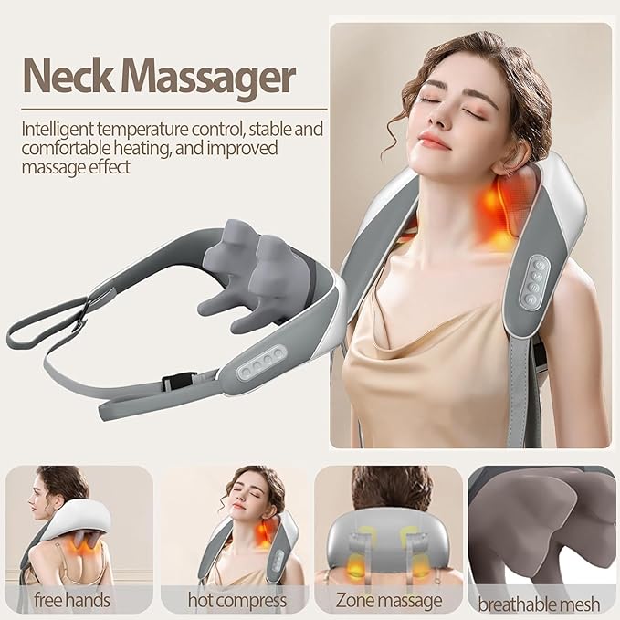 Massagers For Neck&Shoulder With Heat, Neck Massager, Shiatsu Neck&Back Massager With Heat Electric Shoulder Massagers, Deep 5D Kneading Simulated Manual Massage