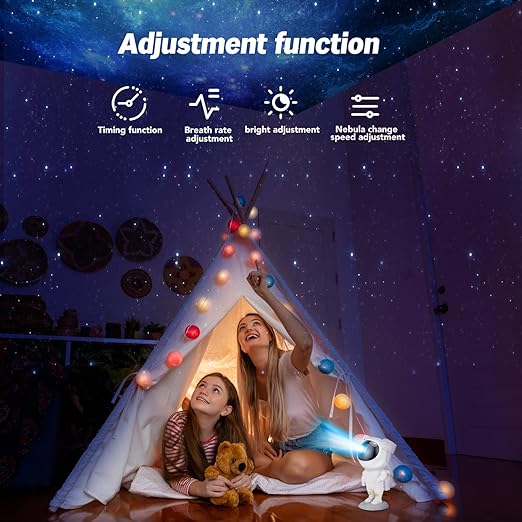 Astronaut Galaxy Projector Night Light  with Remote Control Timer 360° Adjustable Kids Astronaut Led Lamp for Baby Adults Bedroom, Gaming Room, Home Party, Plastic, Multicolour
