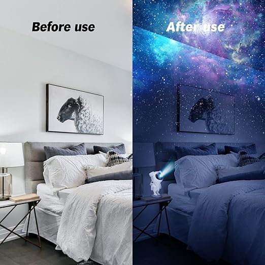 Astronaut Galaxy Projector Night Light  with Remote Control Timer 360° Adjustable Kids Astronaut Led Lamp for Baby Adults Bedroom, Gaming Room, Home Party, Plastic, Multicolour