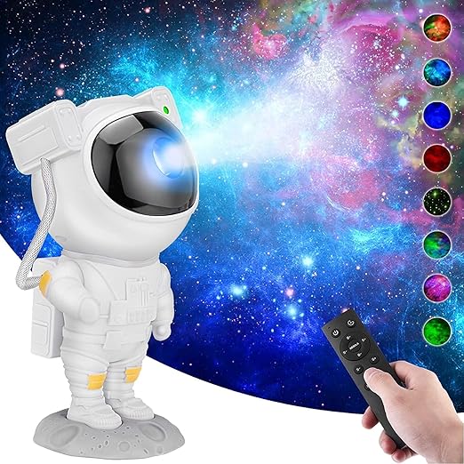 Astronaut Galaxy Projector Night Light  with Remote Control Timer 360° Adjustable Kids Astronaut Led Lamp for Baby Adults Bedroom, Gaming Room, Home Party, Plastic, Multicolour