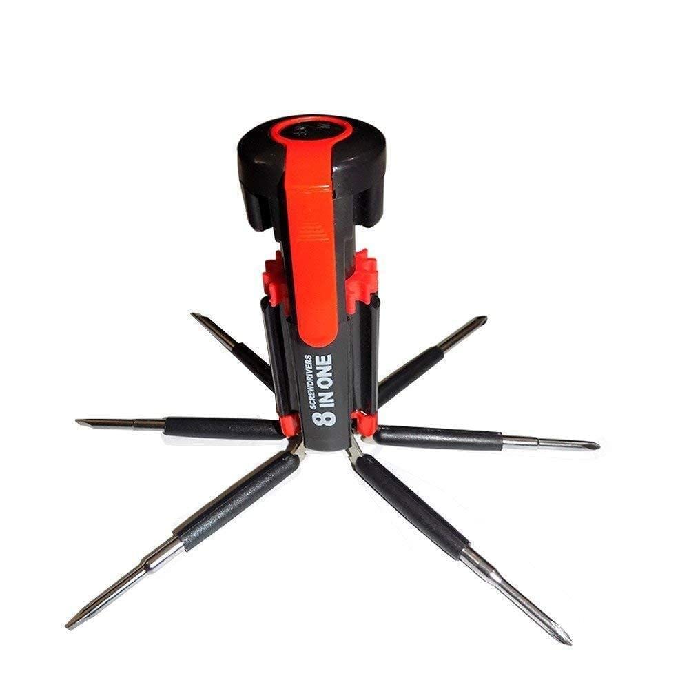 8in1 Screwdriver Set with 6 LED Lights, Portable Multifunctional 8-in-1 Screw Driver Tool Set Kit with Torch and Magnetic Heads for Mobile, Laptop Repairing & Household Work